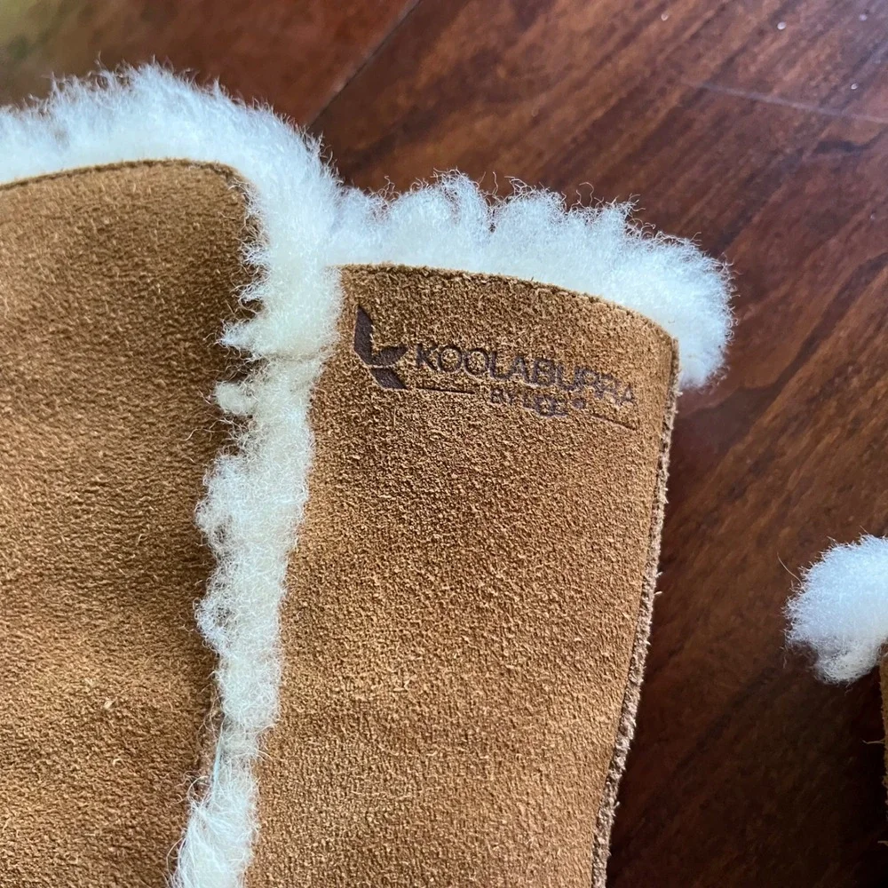 Koolaburra by UGG Victoria Tall Chestnut‎ Suede Faux Fur Bow Boots Womens